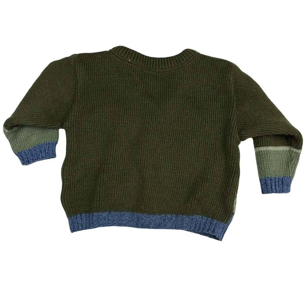 Vintage 80s Togs Acrylic Knit Safari VNeck Eclectic Grandpa Cardigan Sweater 18M